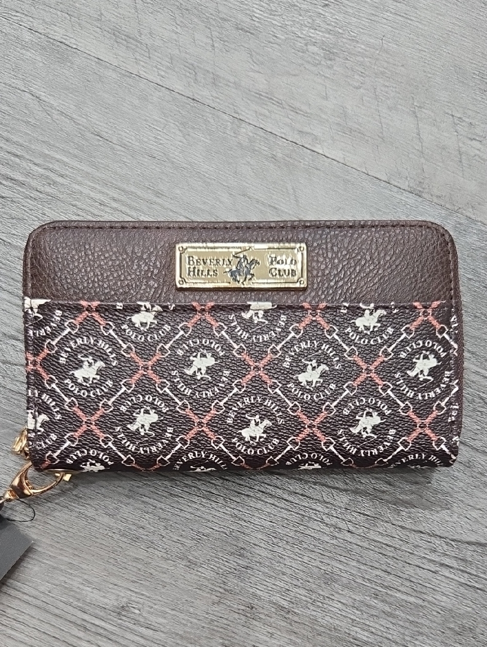 Beverly Hills Polo Club Brown Wallet with Cream and Pink Accents